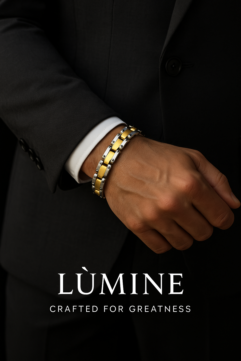 TITAN SUPREMACY | Bracciale Uomo in Acciaio e Oro Placcato 18K