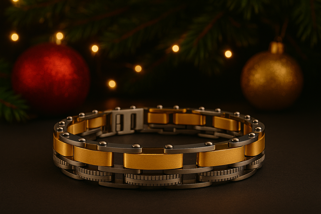 TITAN SUPREMACY | Bracciale Uomo in Acciaio e Oro Placcato 18K