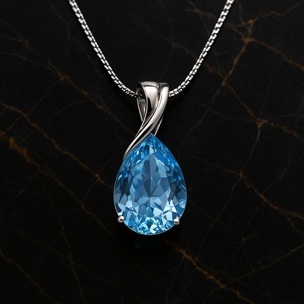 Aurora Blu | Collana in Argento Sterling S925 con Ciondolo Azzurro in Zircone