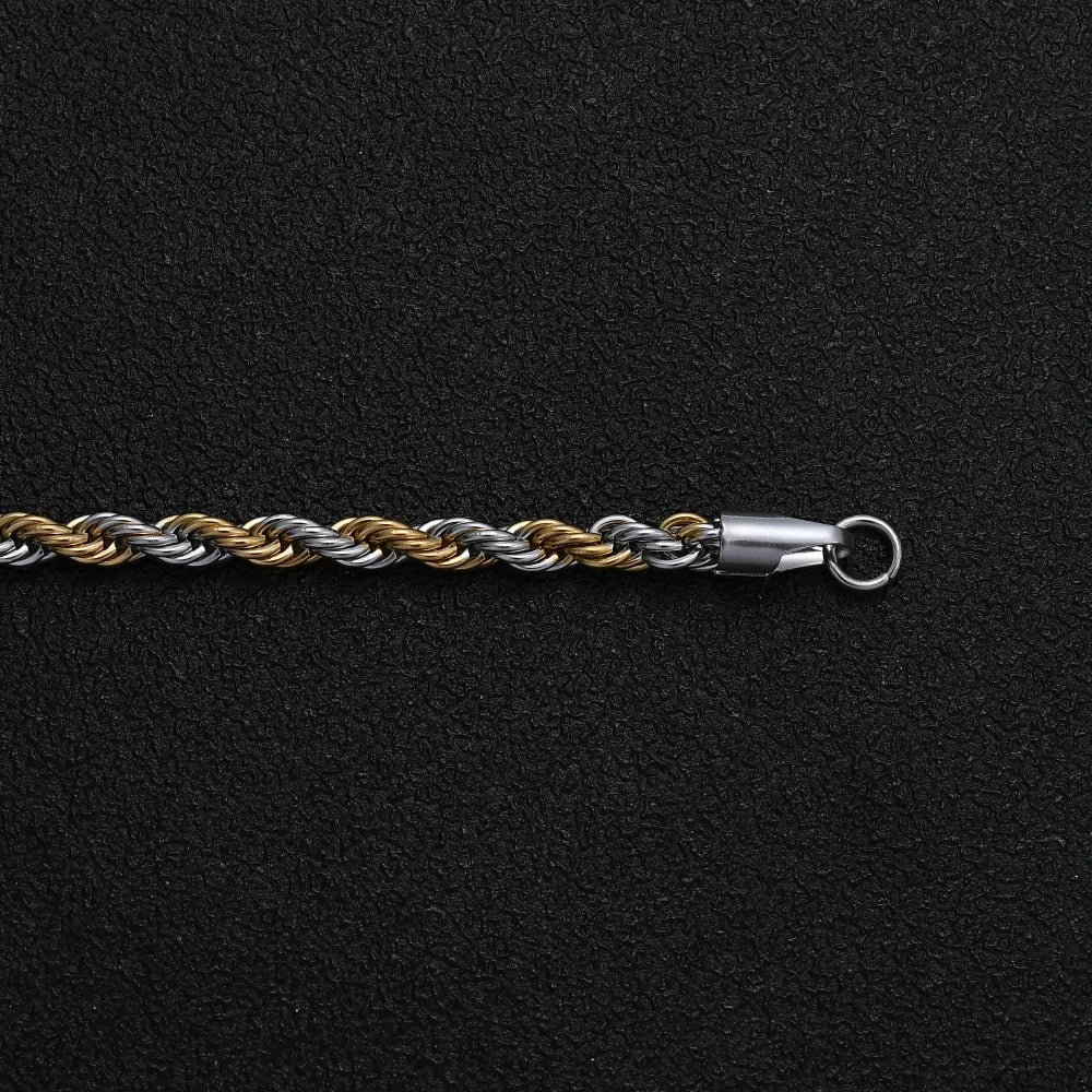 DuoLux | Nuovo Braccialetto a Catena Intrecciata Bicolore