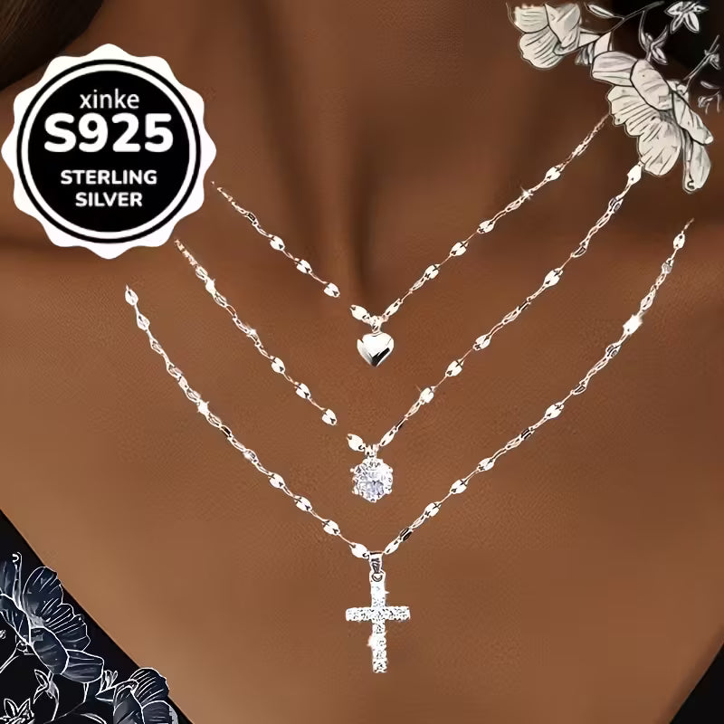 Trinity Shine | Set di Collane in Argento Sterling 925 con Zirconi